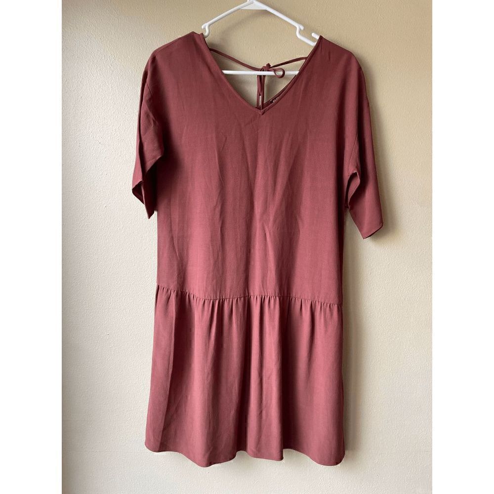 Eileen Fisher Burnt Orange Brown Tencel Swing Dress Size XXS